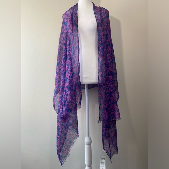 *NWT* Cruise Club Coral Reef Navy & Pink Scarf Shawl Nautical Coastal Vacation - Picture 5 of 7